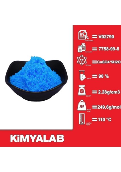 Bakır II Sülfat Pentahidrat - 1 Kg/HDPE Şişe - Cas No : 7758-99-8