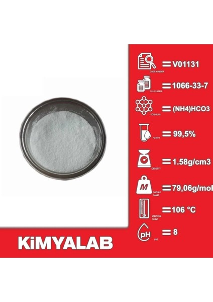 Amonyum Bikarbonat Hidrojen Karbonat - 1 Kg/HDPE Şişe - Cas No : 1066-33-7 fiyatları