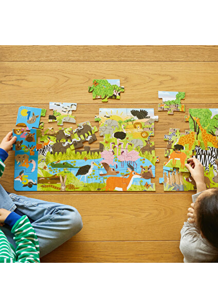 African Savanna - 36 Parça Xxl Dev Puzzle, Gözlem ve Sayma Oyunu & Posteri