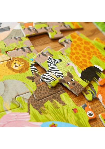 African Savanna - 36 Parça Xxl Dev Puzzle, Gözlem ve Sayma Oyunu & Posteri