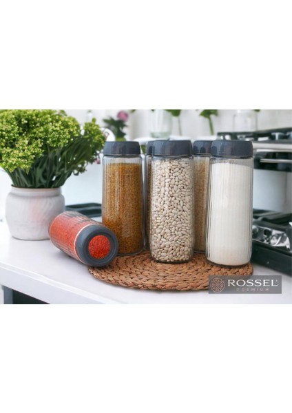 Alin 12 Adet Cam Kavanoz-Saklama Kabı 1500 ml Gri