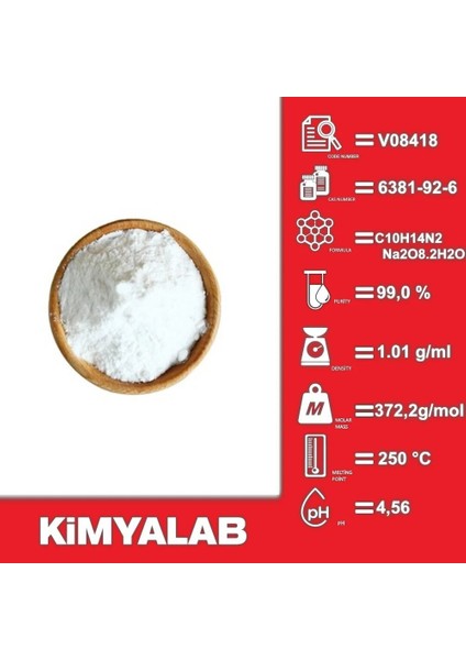 EDTA-2NA Titriplex III - 1 Kg/HDPE Şişe - Cas No : 6381-92-6