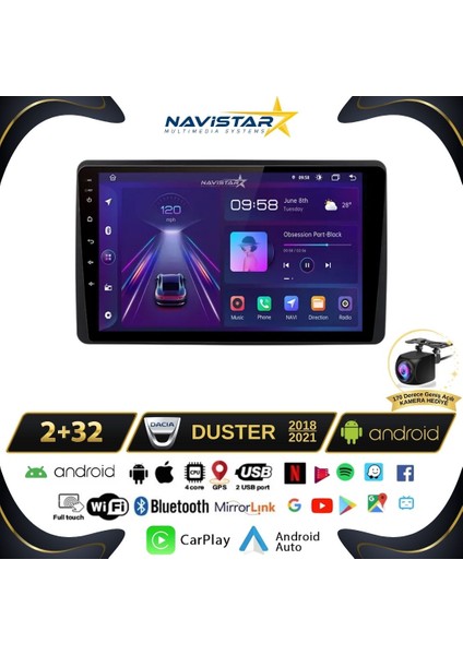 Dacia Duster 2018-2021 Model 2gb + 32GB Android 13 Kablosuz Carp