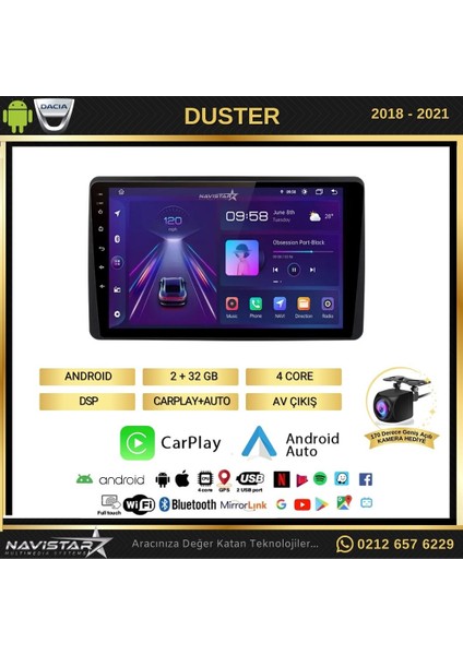 Dacia Duster 2018-2021 Model 2gb + 32GB Android 13 Kablosuz Carp
