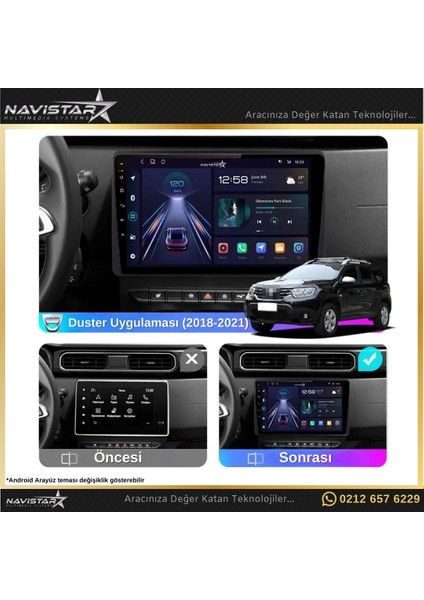Dacia Duster 2018-2021 Model 2gb + 32GB Android 13 Kablosuz Carp
