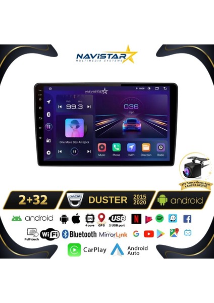 Dacia Duster 2015-2020 Model 2gb + 32GB Android 13 Kablosuz Carp