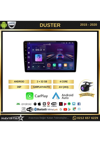 Dacia Duster 2015-2020 Model 2gb + 32GB Android 13 Kablosuz Carp fiyatları