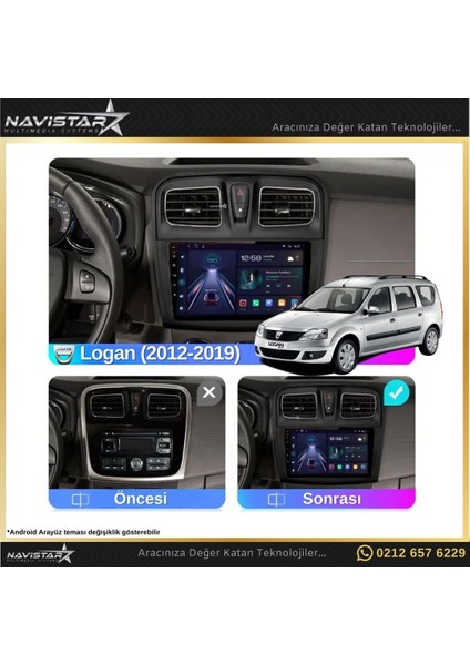 Dacia Logan 2012-2019 Model 2+32GB Android 13 Kablosuz Carplay N