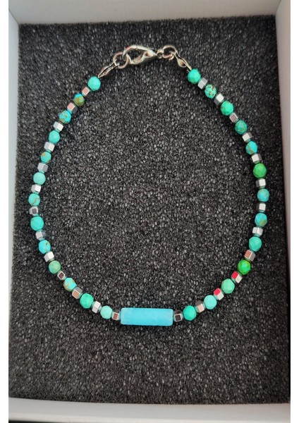 3 mm Afrika Turkuaz, Varasit Erkek Doğal Taş Bileklik