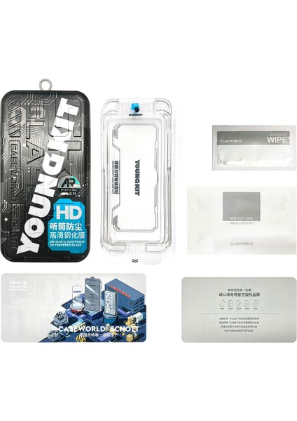 iPhone 14 Pro Uyumlu Youngkit Antistatik ve Antidust Kolay Uygulama Aparatlı Cam Ekran Koruyucu