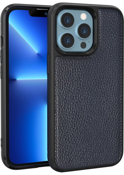 iPhone 13 Pro Max Uyumlu Kılıf Wiwu Genuine Leather Plastic Calfskin Orjinal Deri Kapak