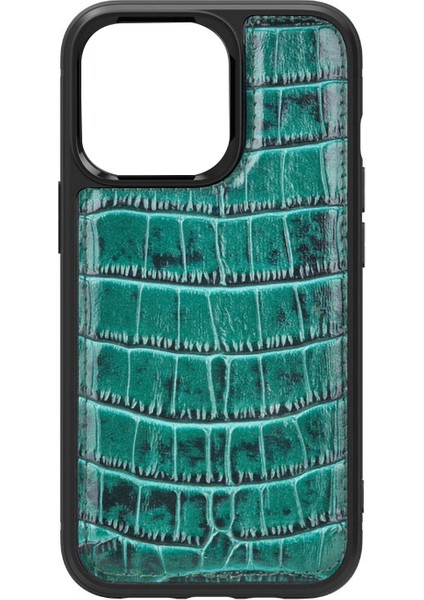 iPhone 13 Uyumlu Kılıf Wiwu Croco Pattern Calfskin Orjinal Deri Kapak