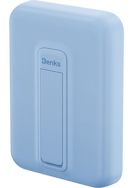 Magsafe Powerbank Benks MP09 Magnetik Standlı Ince Tasarımlı Powerbank 6000MAH 5W Mavi