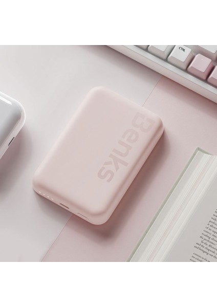 Magsafe Powerbank Benks MP10 Ince Tasarımlı Powerbank 6000MAH Pembe