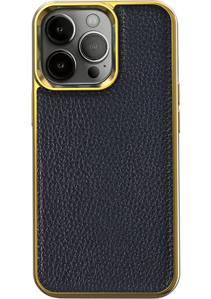 iPhone 13 Pro Uyumlu Kılıf Wiwu Genuine Leather Gold Calfskin Orjinal Deri Kapak