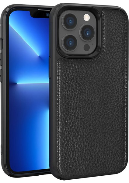 iPhone 13 Pro Uyumlu Kılıf Wiwu Genuine Leather Plastic Calfskin Orjinal Deri Kapak