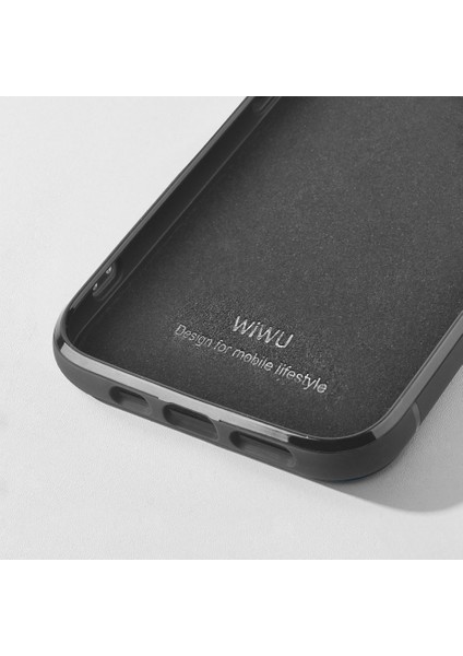 iPhone 13 Uyumlu Kılıf Wiwu Genuine Leather Plastic Calfskin Orjinal Deri Kapak