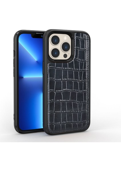 iPhone 13 Pro Max Uyumlu Kılıf Wiwu Croco Pattern Calfskin Orjinal Deri Kapak