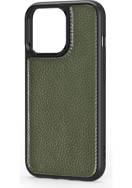 iPhone 13 Pro Max Uyumlu Kılıf Wiwu Genuine Leather Plastic Calfskin Orjinal Deri Kapak