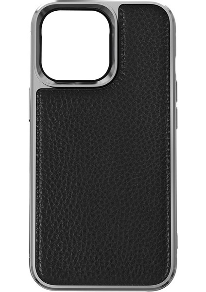 iPhone 13 Uyumlu Kılıf Wiwu Genuine Leather Silver Calfskin Orjinal Deri Kapak