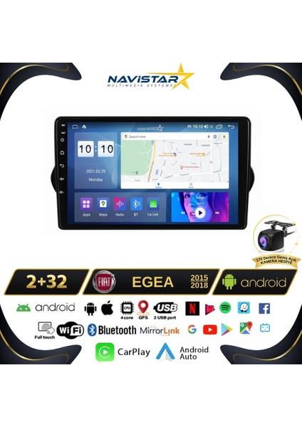 Fiat Egea 2015-2018 Model 2gb + 32GB Android 13 Kablosuz Carplay