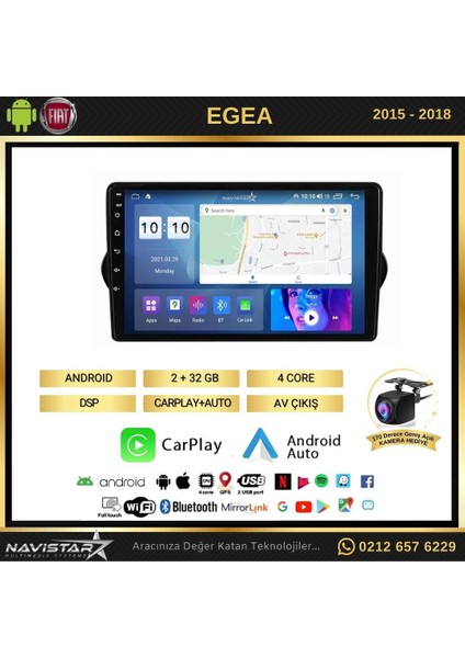 Fiat Egea 2015-2018 Model 2gb + 32GB Android 13 Kablosuz Carplay