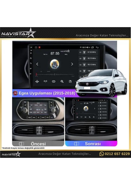 Fiat Egea 2015-2018 Model 2gb + 32GB Android 13 Kablosuz Carplay