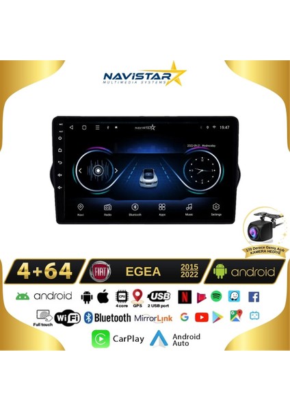 Fiat Egea 4gb + 64GB Kablosuz Carplay 2015-2022 Android 13 Navig