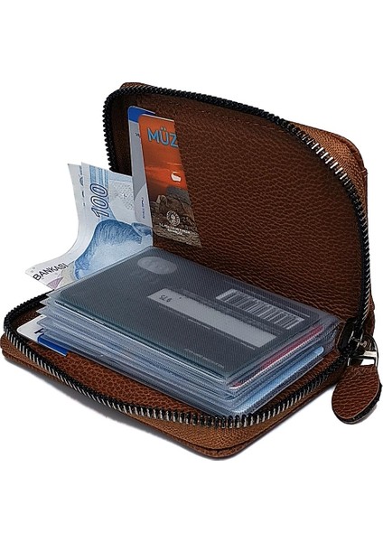 BN89 Suni Deri Erkek Cüzdan Fermuarlı 15 Kartlık Kağıt Para Bölmeli Pencereli modelleri