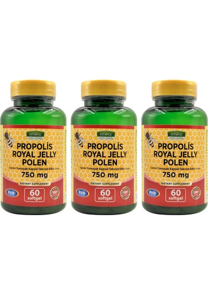 Propolis Arı Sütü Polen 3 x 60 Kapsül