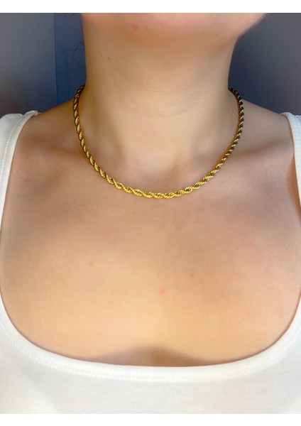 Çelik Burgu Kolye 4 mm 45 cm Gold modelleri