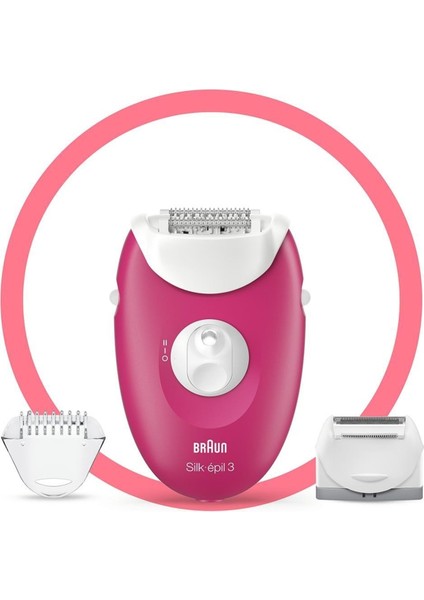 Silk-Épil 3 3276 Smartlight, 2'si 1 Arada Kablolu Epilatör / Ahududu Pembe