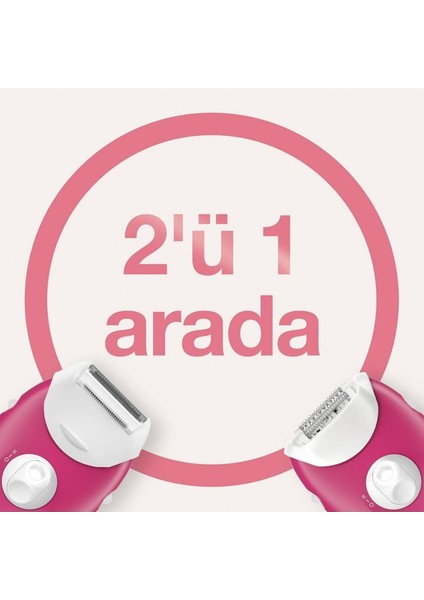 Silk-Épil 3 3276 Smartlight, 2'si 1 Arada Kablolu Epilatör / Ahududu Pembe