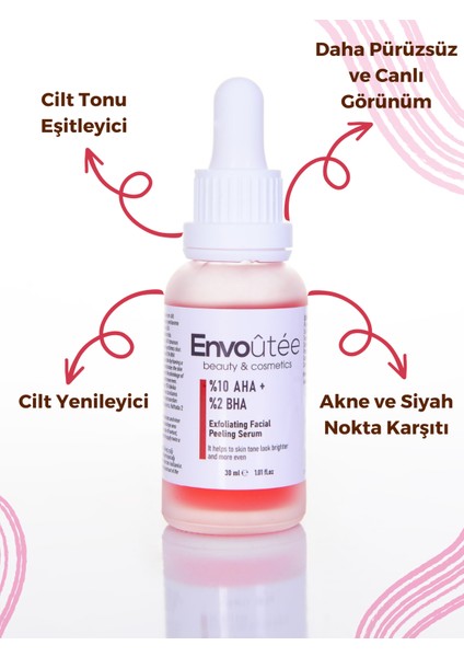 Aha & Bha Canlandırıcı, Sivilce Karşıtı & Cilt Tonu Eşitleyici Kırmızı Peeling Cilt Serumu 30 ml 1,01 Fl.oz (Aha 10% + Bha 2%) modelleri
