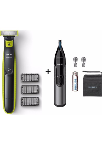 Oneblade Şekillendirici Tıraş Makinesi + Kaş, Burun ve Kulak Kılı Makinesi Hediye