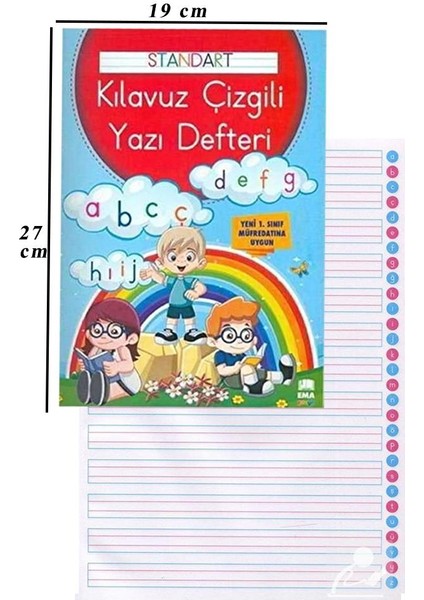 Güzel Yazı Defteri A4 Boy 19X27 cm 24 Yaprak 1 Adet Standart Çizgili Yazı Defteri Dik Temel Harflerle 1. Sınıf