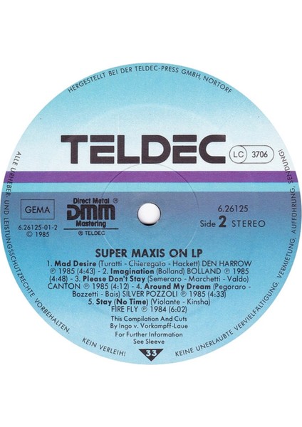 Alithestereo Plak -  Super Maxis On Lp - Maxi Mania - Italo-Disco, Synth-Pop Tarz Plak Alithestereo