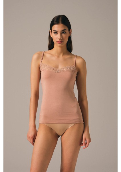 Basic Modal Ince Askılı Dantelli Atlet