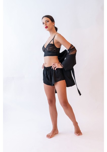 Kadın Çizgili Tül Balensiz Bralet
