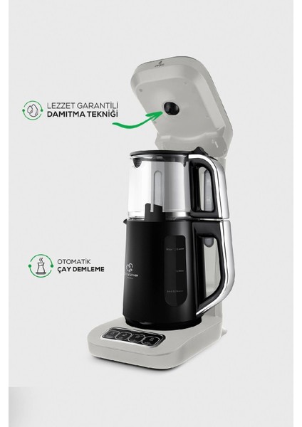 Çaysever Robotea Pro 4in1 Konuşan Otomatik Su Isıtıcı Çay ve Filtre Kahve Makinesi Starlight