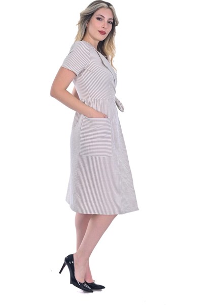 Kadın Gofre Kemerli Cepli Elbise modelleri