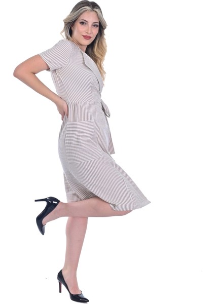 Kadın Gofre Kemerli Cepli Elbise indirimleri