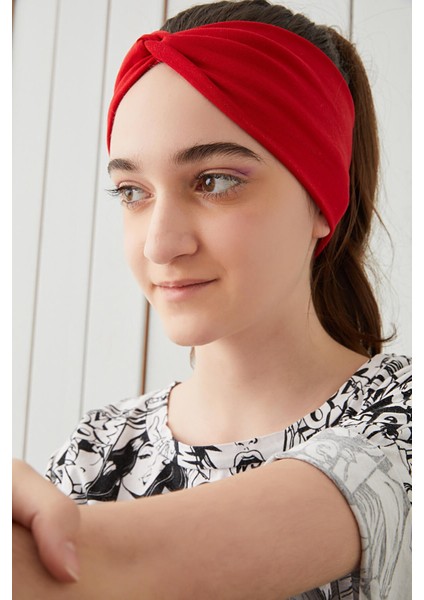 Kırmızı Çocuk Genç Bandana Saç Bandı Ekstra Yumuşak Esnek Doğal %100 Pamuklu Penye