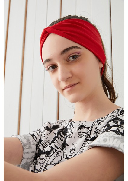 Kırmızı Çocuk Genç Bandana Saç Bandı Ekstra Yumuşak Esnek Doğal %100 Pamuklu Penye fırsatları