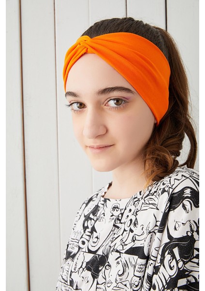 Stil Turuncu Çocuk Genç Bandana Saç Bandı Ekstra Yumuşak Esnek Doğal %100 Pamuklu Penye