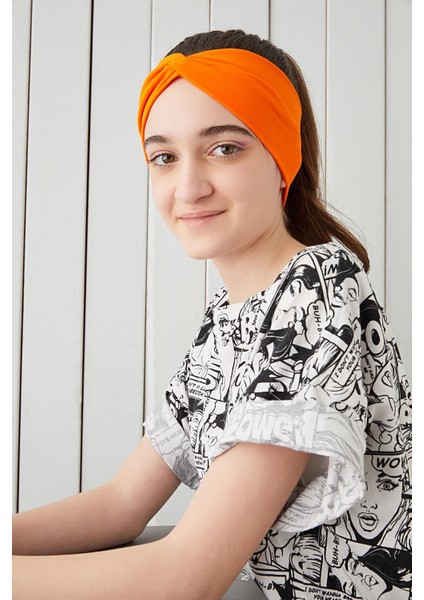 Stil Turuncu Çocuk Genç Bandana Saç Bandı Ekstra Yumuşak Esnek Doğal %100 Pamuklu Penye