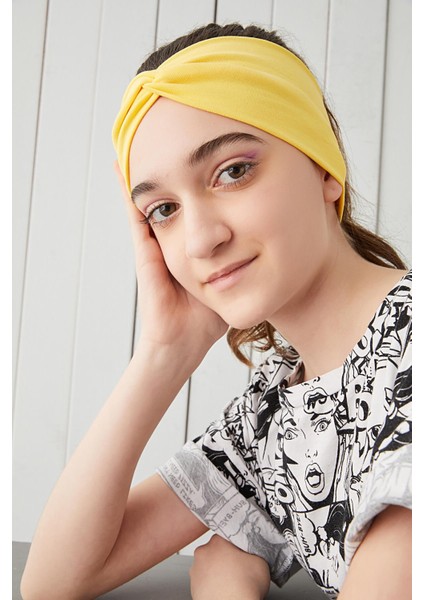 Yaşayan Sarı Çocuk Genç Bandana Saç Bandı Ekstra Yumuşak Esnek Doğal %100 Pamuklu Penye