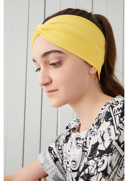 Yaşayan Sarı Çocuk Genç Bandana Saç Bandı Ekstra Yumuşak Esnek Doğal %100 Pamuklu Penye