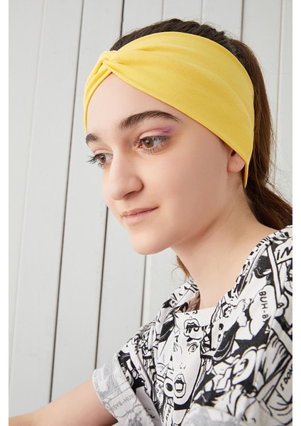 Yaşayan Sarı Çocuk Genç Bandana Saç Bandı Ekstra Yumuşak Esnek Doğal %100 Pamuklu Penye