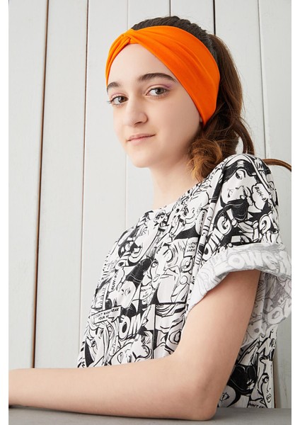 Stil Turuncu Çocuk Genç Bandana Saç Bandı Ekstra Yumuşak Esnek Doğal %100 Pamuklu Penye